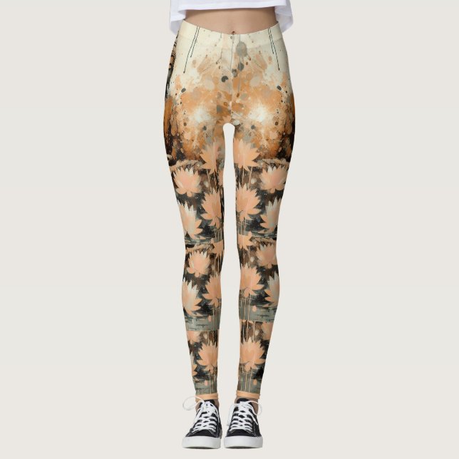 LEGGING BUDDHA NO CAMPO DE LÂMINAS DE LOTO (Frente)