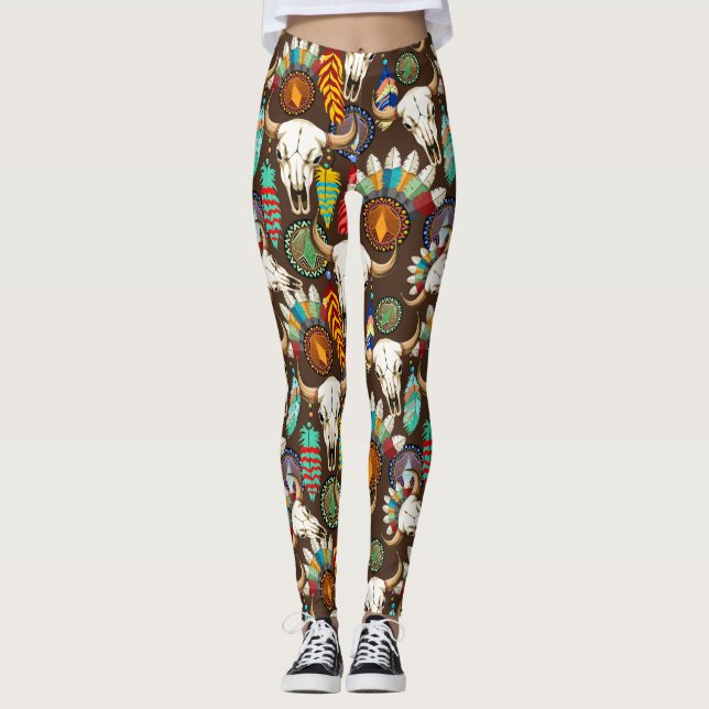 Legging Buffalo Skull Native American Emblem (Frente)