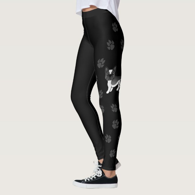 Legging Bulldog Francês de Pé Preto Cachorro de Desenho An (Esquerda)