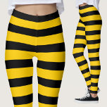 Legging Bumblebee de abelha em faixa amarela e preta<br><div class="desc">Leggings de mamangabas rasas e amarelas para mulheres. Excelente para uma fantasia de abelha de Halloween.</div>