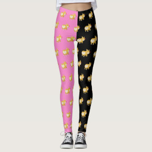 Legging bumbum de cachorro fofo coração de corgi preto r