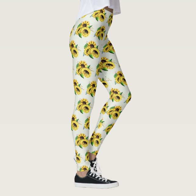 Legging Buquê Amarelo de Girassol em Aquarela (Direita)