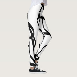Legging Buquê Blanc: Abstrato branco e preto