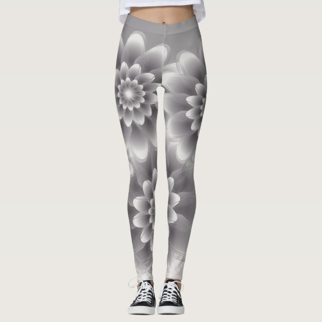 Legging Buquê das pétalas prateadas (Frente)