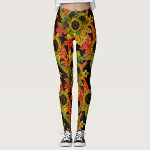 Legging Buquê de outono a preto