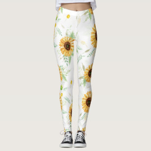 Legging Buquês de girassol e margarida