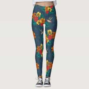 Legging Buquês tropicais e beija-flores