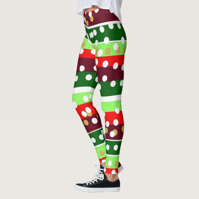 Legging Burgundy and Emerald Golden Polka Dots Christmas  (Esquerda)
