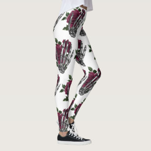 Legging Burgundy Floral Skeleton Gótico