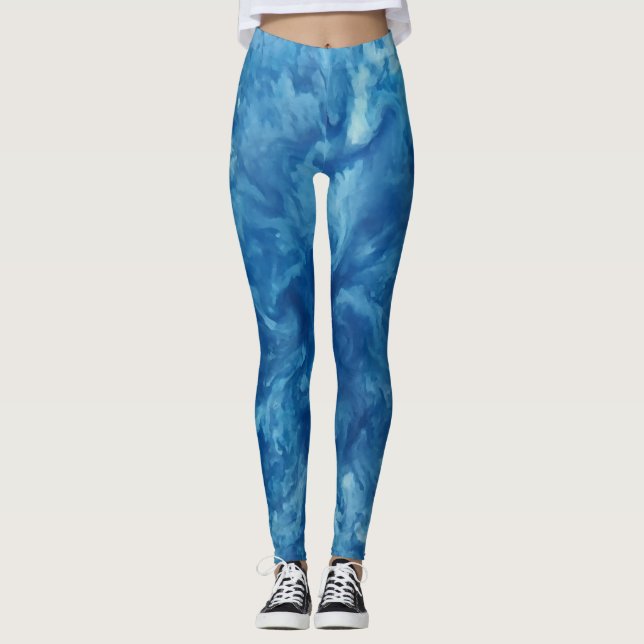 Legging Burst de Cor de Água Azul (Frente)