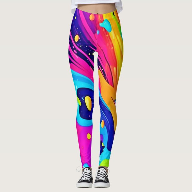 Legging Burst de Cores de Fluxo Vibrantes (Frente)