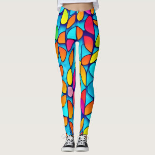 Legging Burst Folha de Abstrato vibrante