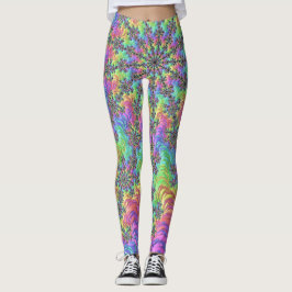 Legging Burst Fractal Colorido de Groovy Vibrante Trippy