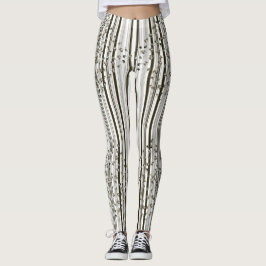 Legging BW Stripes com sinos e legendas de bules