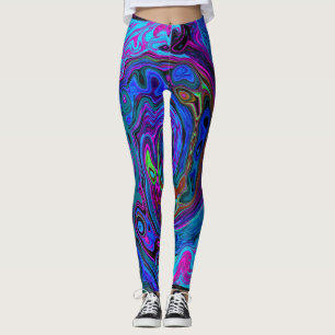 Legging Cabeça Abstrato retroativa azul e roxa