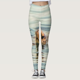 Legging Cabeça Acima Da Água Tartaruga Oceânica Arte Selva