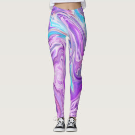 Legging Cabeça de abstrato azul-púrpura líquida