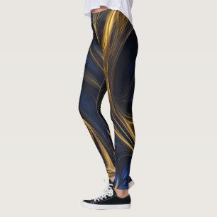 Legging Cabeça de Abstrato Dourada azul