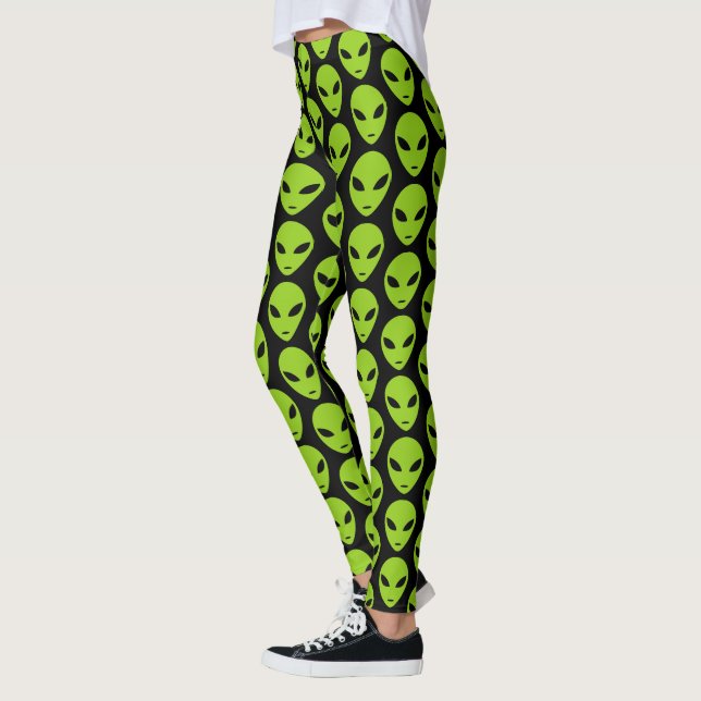 Legging Cabeça de alienígena verde com olhos pretos person (Esquerda)