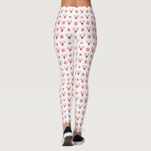 Legging Cabeças de cervo de Natal Vermelho com Padrão de F