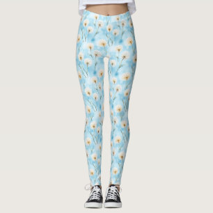 Legging Cabeças de Semente de Dandelion Brancas Impressão