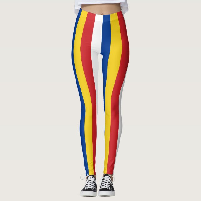 Legging Cabo Verde - Cores de Bandeiras Nacionais Verticai (Frente)