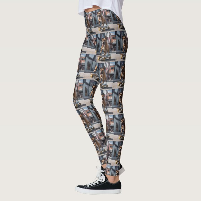 Legging Caça de skate: Um Staffy em Movimento (Esquerda)