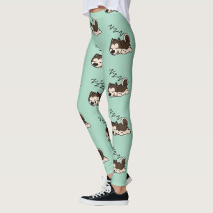 Legging Cachorro Adormecido Husky Siberiano Amante de Anim