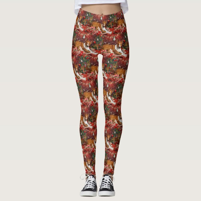 Legging Cachorro Basenji Natal Festivo (Frente)