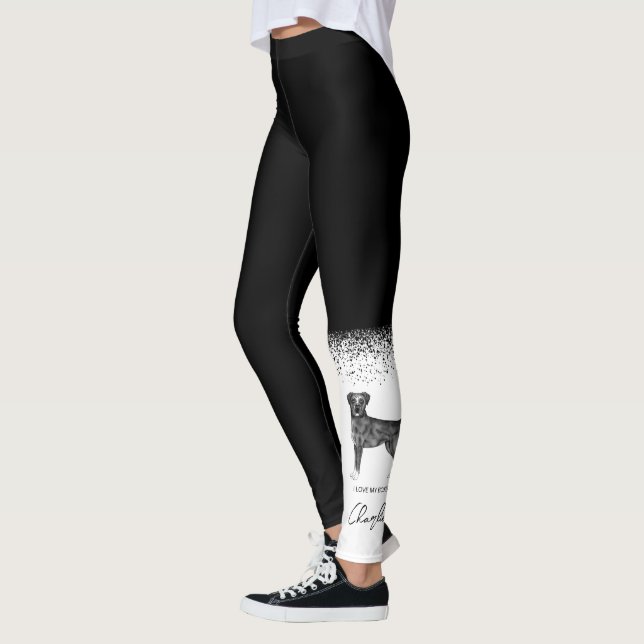 Legging Cachorro Boxer Alemão Preto e Branco & Texto Perso (Esquerda)