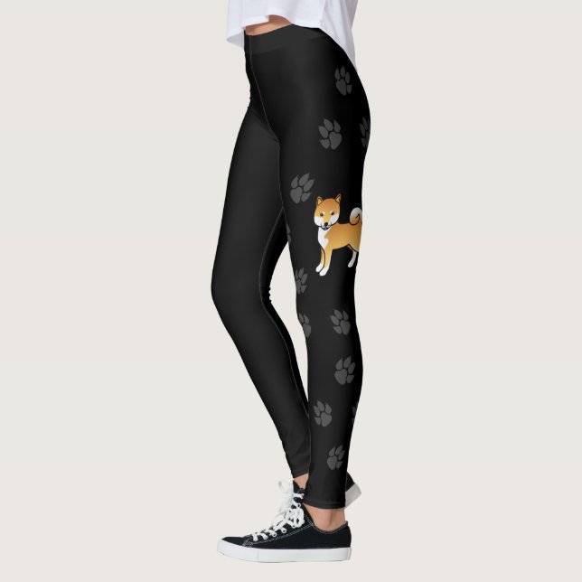 Legging Cachorro e patas, preto, cortesia, Shiba Inu, verm (Esquerda)