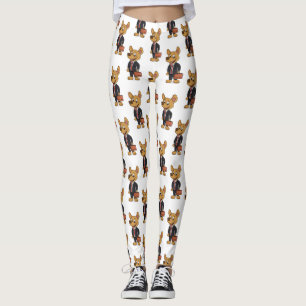 Legging Cachorro engraçado vestindo desenho de terno