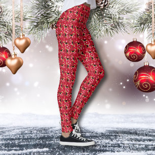 Legging Cachorros Beagle vestindo o Natal Hats