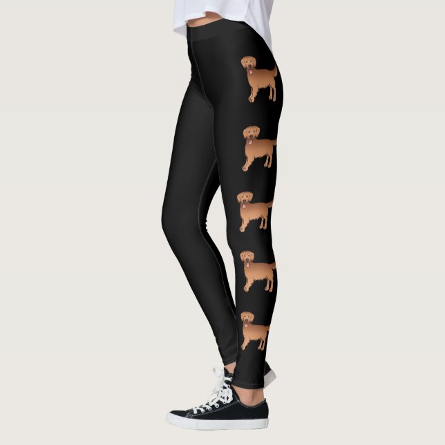 Legging Cachorros de Cartoon Feliz do Retriever de Ouro Ve (Esquerda)