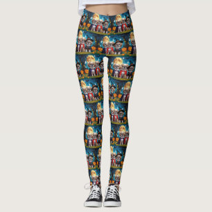 Legging Cachorros Pekingeses Pumpkin Halloween Engraçado