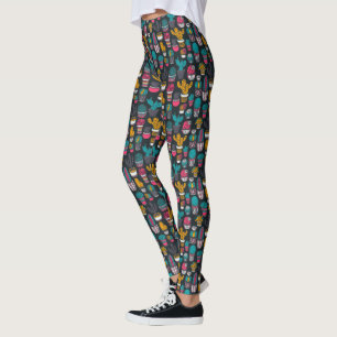 Legging Cacto Desenhado à Mão no Estilo do Desenho