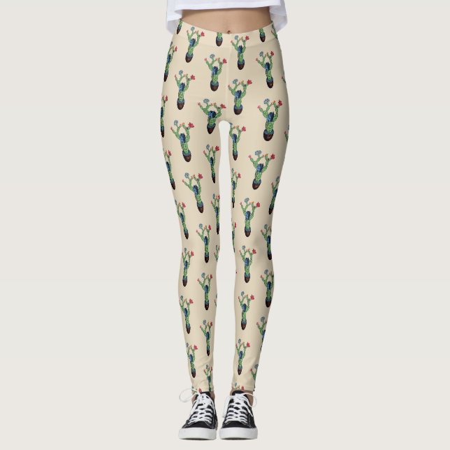 Legging Cacto espinhoso com flores (Frente)