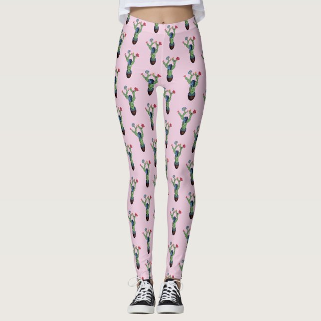 Legging Cacto espinhoso com flores (Frente)