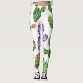Legging Cacto Tropical: Padrão sem costura de aquarela