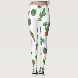 Legging Cactos de colheita: Design de padrão sem costura.