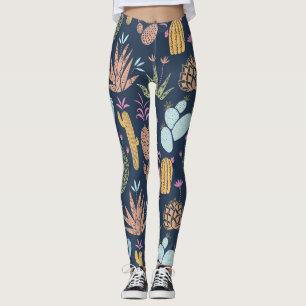 Legging Cactus Charm: Vintage Floral Colorida