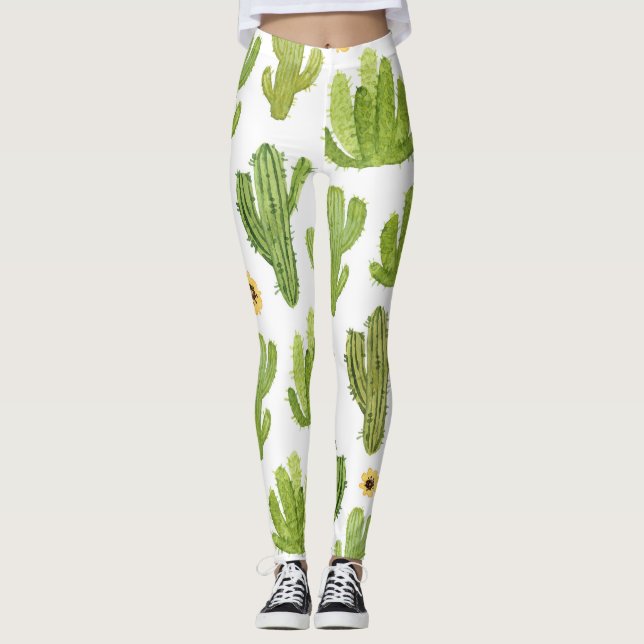 Legging Cactus do Deserto Verde: Sem Costura (Frente)