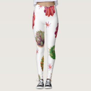 Legging Cactus Floral: Fundo de Aquarela