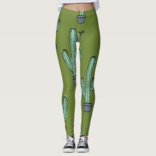 Legging Cactus na Ilustração do Pote (Frente)