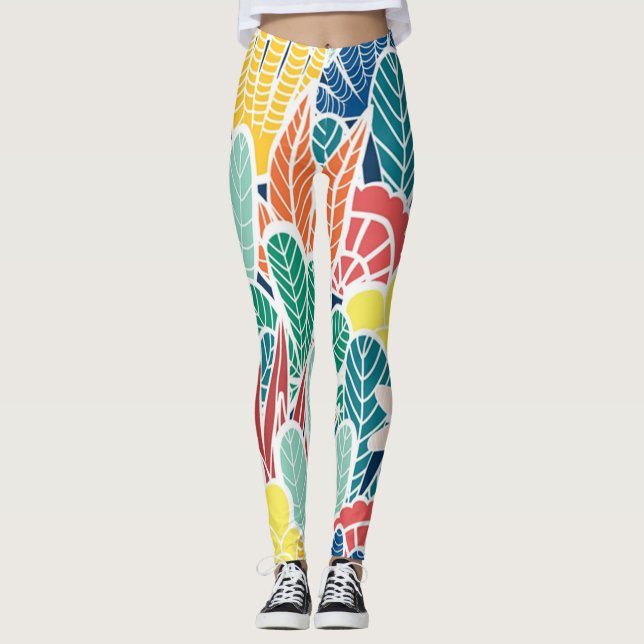 Legging  Cactus verde-verão e pontos Dourados Design (Frente)