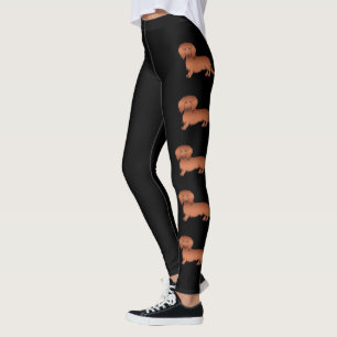 Legging Cães De Cartoon De Cabelo Longo Vermelho Dachshun