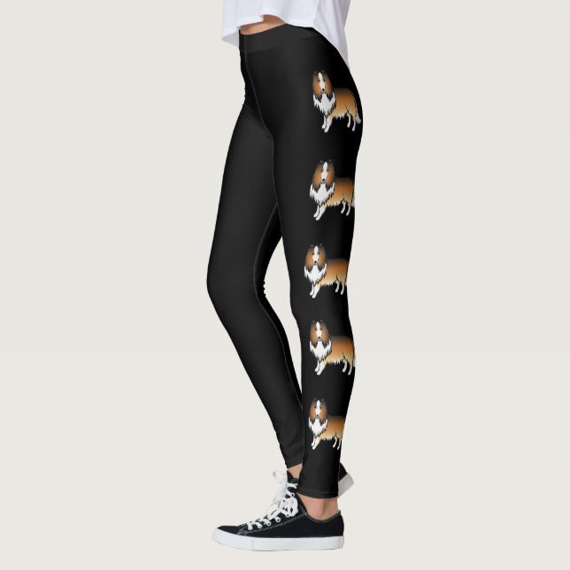 Legging Cães de desenho animado fofos Rough Collie Sable (Esquerda)