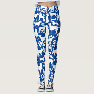 Legging Cães e patas 02.b Padrão azul BG