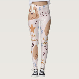 Legging Cães, estrelas, linhas, linhagens, sem costura: