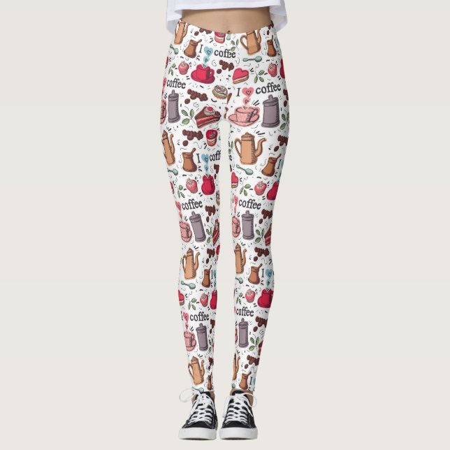 Legging Café bonito e design dos bolos (Frente)